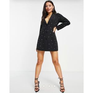 Women's SAINT GENIES Blazer Dress Black/White Studded Size US 24